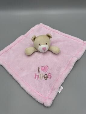 Baby Gear Teddy Bear Lovey Plush Pink Security Blanket I Love Heart Hugs